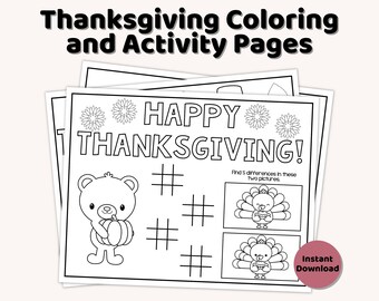 Thanksgiving Coloring and Activity Pages, Instant Download