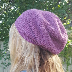 Mauve Slouchy Beanie Hat - Women&#39;s Hat - Crochet Hat - Winter Hats - Gifts for Women - Gifts for Teens - Accessories