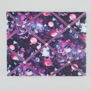 Tableau mémoire galaxie - tableau français scintillant - tableau à épingles planètes - tableau d'affichage du système solaire - tableau ruban tissu spatial - tableau Vision