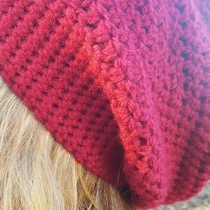 Red Slouchy Beanie Hat Red Women's Hat Red Crochet Winter Hat Red ...