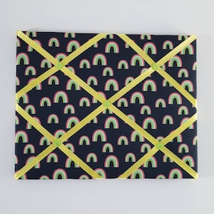 Rainbow Memory Board - Black Pin Board - Pride Fabric Ribbon Board - Yellow Vision Board - Memo Board - Bulletin Board - Photo Display