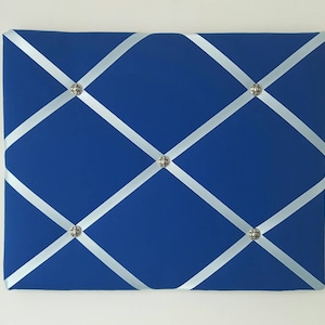 Tableau mémo français bleu roi - babillard ruban tissu bleu - tableau à épingles bleu - tableau ruban tissu Command Center - tableau mémoire bleu
