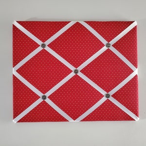 Tableau mémo français rouge - tableau ruban en tissu blanc - tableau vision à petits pois - tableau à épingles photo - tableau d'affichage mémoire - organisateur mural