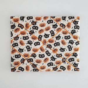Tableau mémo Halloween français - tableau ruban tissu chat - tableau à épingles citrouille - centre de commande hibou - tableau mémoire crème - tableau d'affichage orange