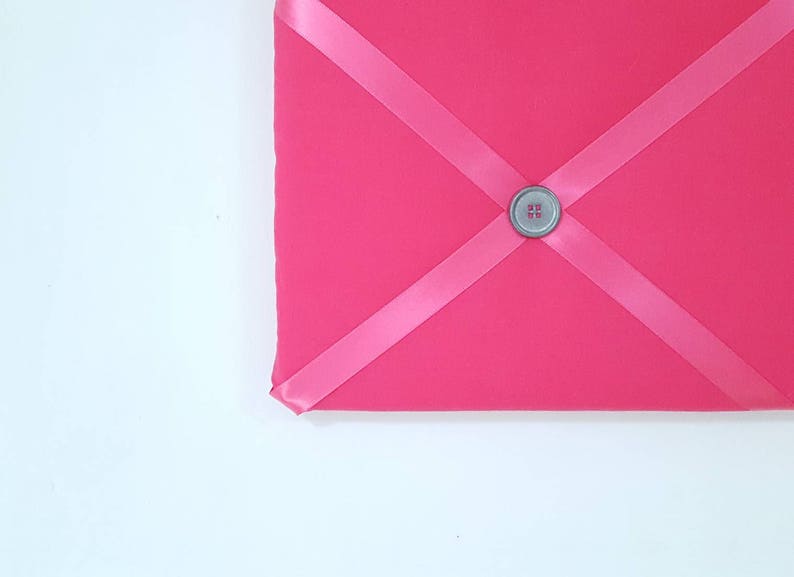 Hot Pink Memo Board Bright Pink Pin Board Fabric Ribbon Etsy