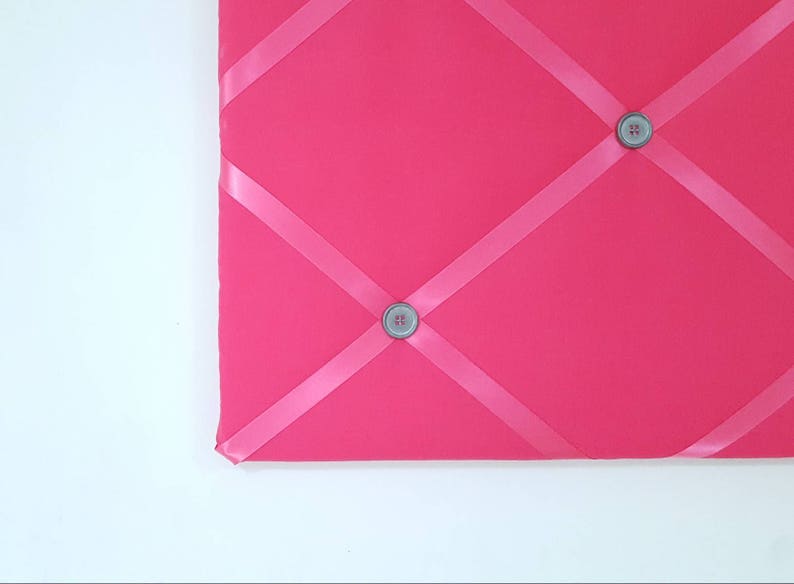 Hot Pink Memo Board Bright Pink Pin Board Fabric Ribbon Etsy