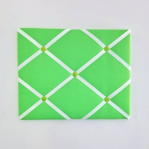 Green French Memo Board - White Fabric Ribbon Message Board - Kids Pin Board - Boy Memory Board - Youth Vision Board - Teen Bulletin Board