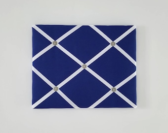 Royal Blue Memo Board - Blue Fabric Ribbon Board - Pin Board - Office Vision Board - Photo Memory Board - Bulletin Board - Message Board