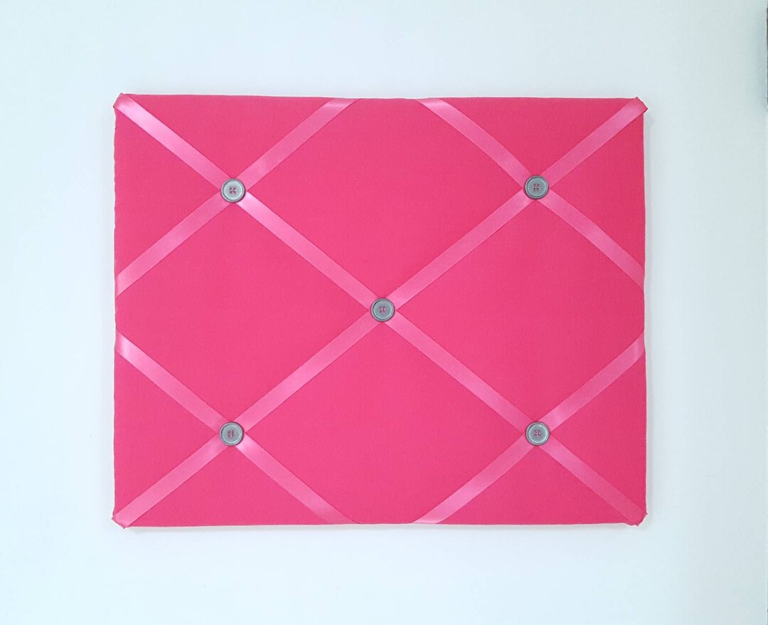 Hot Pink Memo Board Bright Pink Pin Board Fabric Ribbon Board Memory
