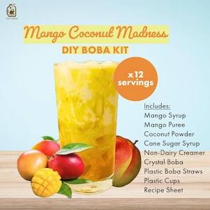 Mango Coconut Milk Tea | 12 Servings | Specialty Drink | DIY Boba Tea | Bubble Tea | Christmas Gift, Happy Hour, Gift Set, Birthday Activity
