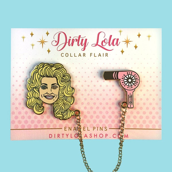 Country Babe- Blow dryer - Vintage Babe - Hair - Hard Enamel Pin  - Collar Pins - Lapel Pins - Artist pin - Dirty Lola