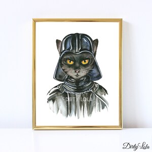 Darth Vader Cat - Cat Portrait - Illustration - Art Print - Cat Art - Star Cat - Sith Kitty