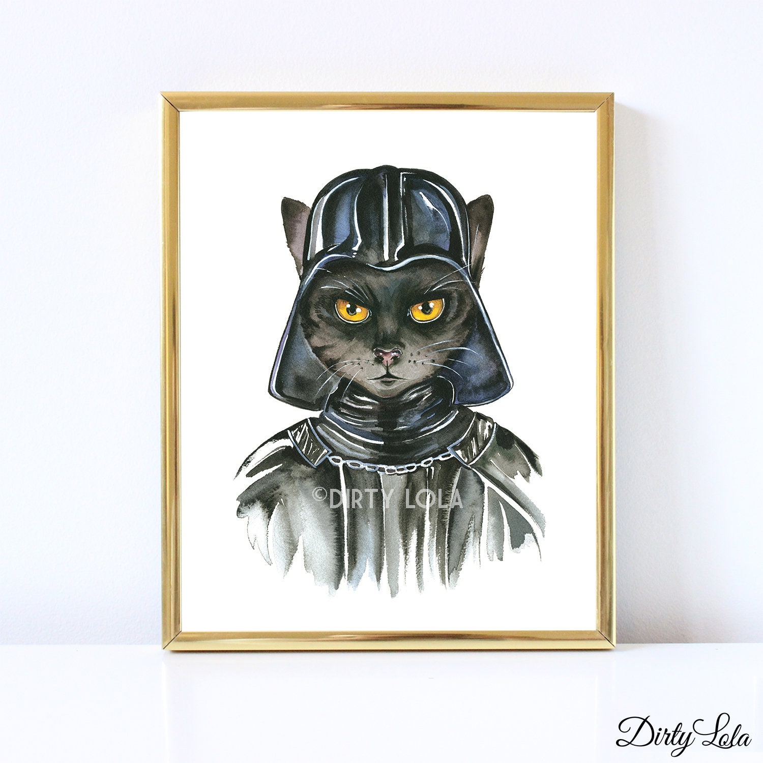 Dark Vador Cat Portrait De Chat Illustration Art Print Etsy France