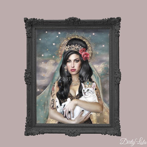 Saint Amy - Art Print - - Illustration - Peinture - Art du Chat - Peinture de Chat