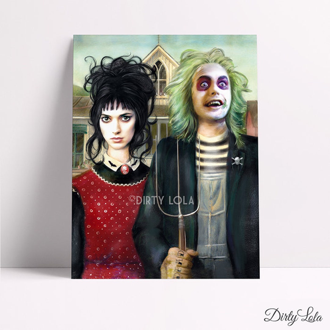 Beetlejuice American Gothic Portrait Illustration Art Print Fan Art