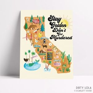 Mein Lieblingsmord - bleiben Golden - Golden State Killer - California illustriert Mord Karte - Kunstdruck - schmutzige Lola