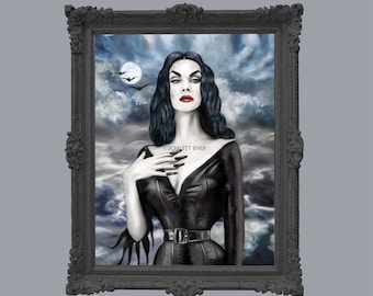 Vampira - Gothic - Illustration - Art Print - Fan Art - Spooky - Horror - Vampire - Witch