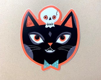 Black Cat Sticker- Halloween Cat- Spooky Cat - Artist Sticker - Dirty Lola - Original Art Sticker