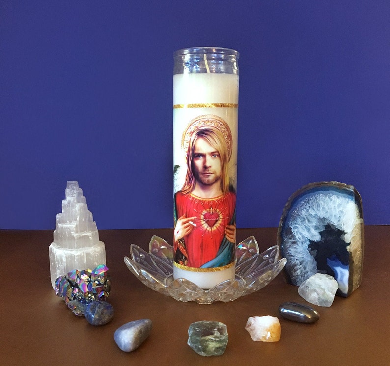 Saint Kurt Cobain Prayer Candle Dirty Lola All Saints Pop Culture Parody Alter Ritual Spiritual image 1