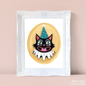 Original Black Cat Art - Art Print - Painting - Art - Cat - Halloween - Vintage Style - Creepy - Scream - Spooky