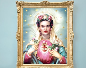 Our Lady of Eyebrows  - Religious - Day of the Dead - Art Print - Illustration - Portrait - Painting- Portrait - Home Decor -