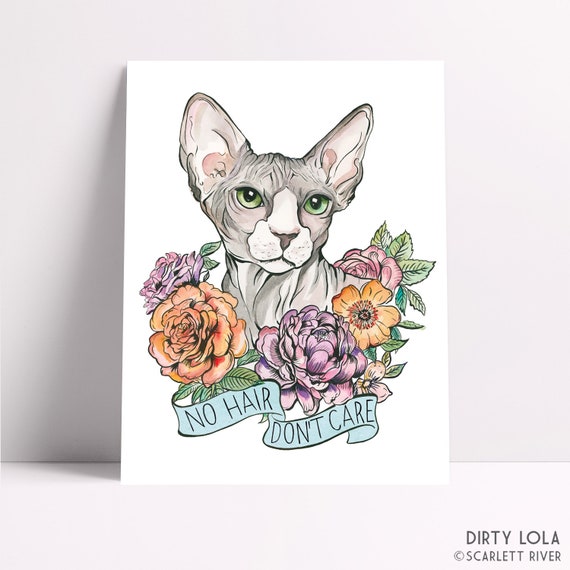 No Hair Don't Care Spynx Cat Cat Portrait - Etsy Singapore No Hair Don't Care Spynx Cat Cat Portrait - Etsy Singapore