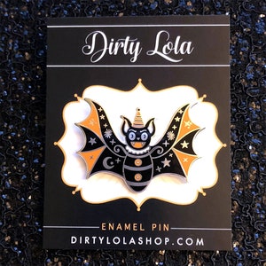 Vintage Halloween Inspired Bat -  Hard Enamel Pin  - Horror - Lapel Pins - Artist pin - Dirty Lola - Original Art