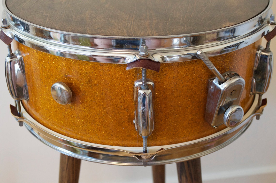 Mid Century Modern Inspired Vintage Snare Drum Table Etsy