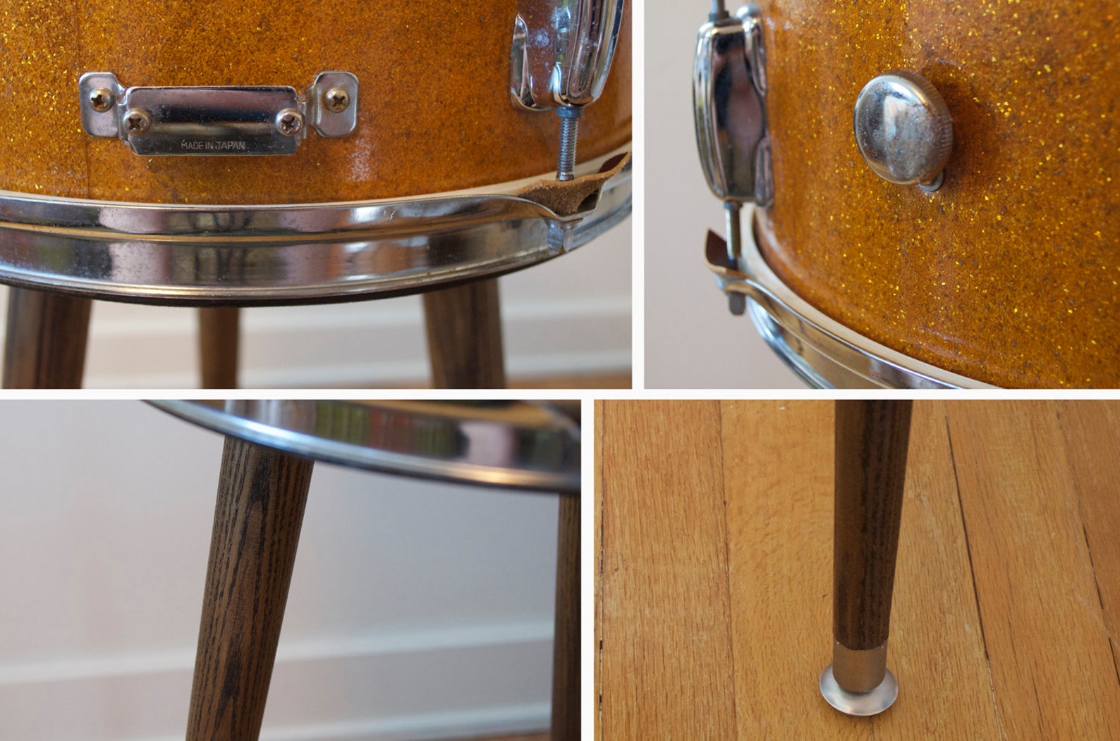 Mid Century Modern Inspired Vintage Snare Drum Table Etsy
