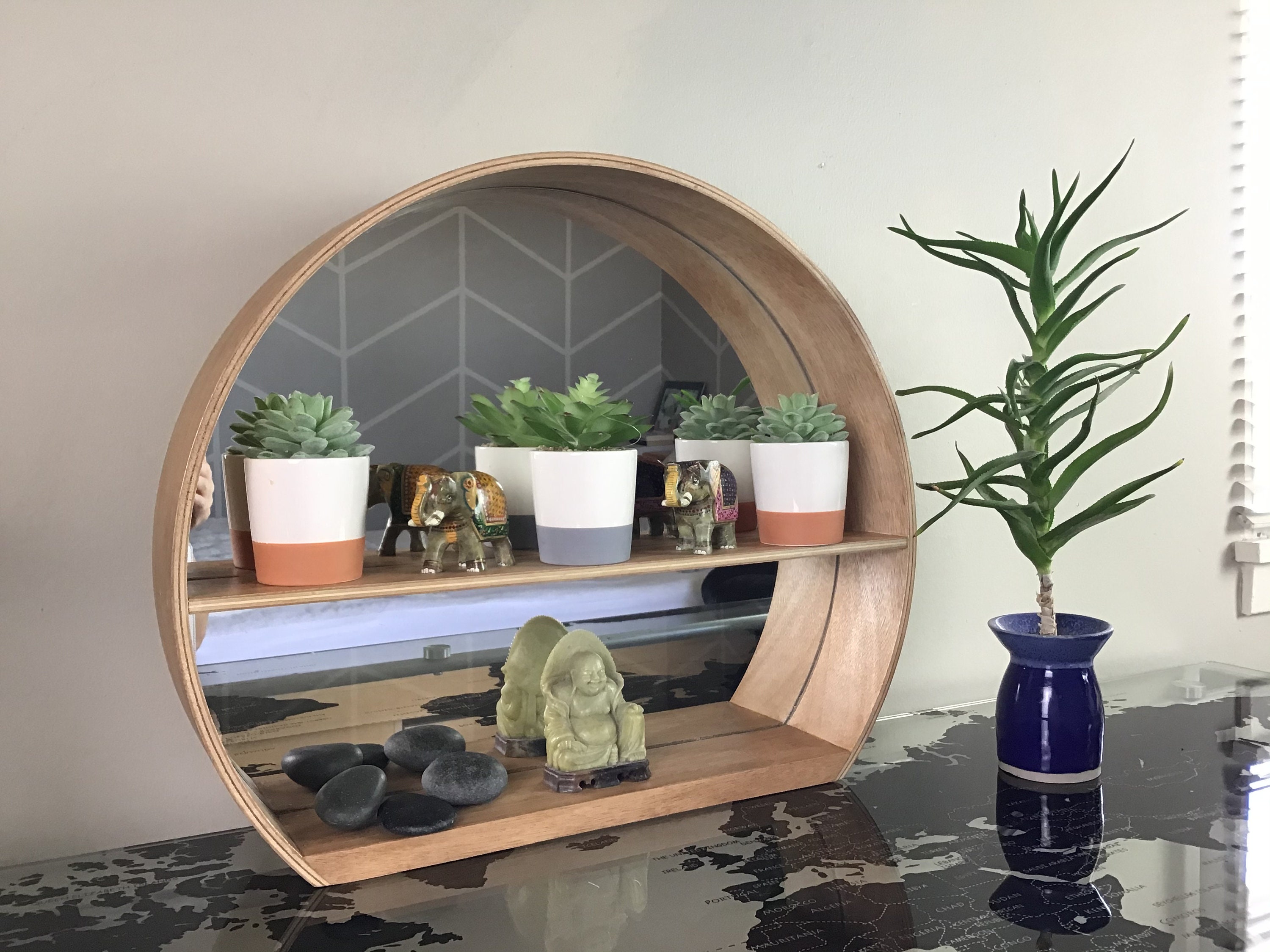 Free Standing Round Display Mirror Tabletop Circular Cosmetic