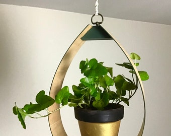 Makramee Blumenampel: Ahornfurnier Tautropfen Design