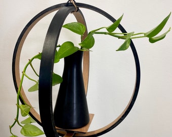 Wooden Plant Hanger with Macrame|  Round Plant Hanging Shelf| Repurposed Drum Set Wood| LOTUS 13 in