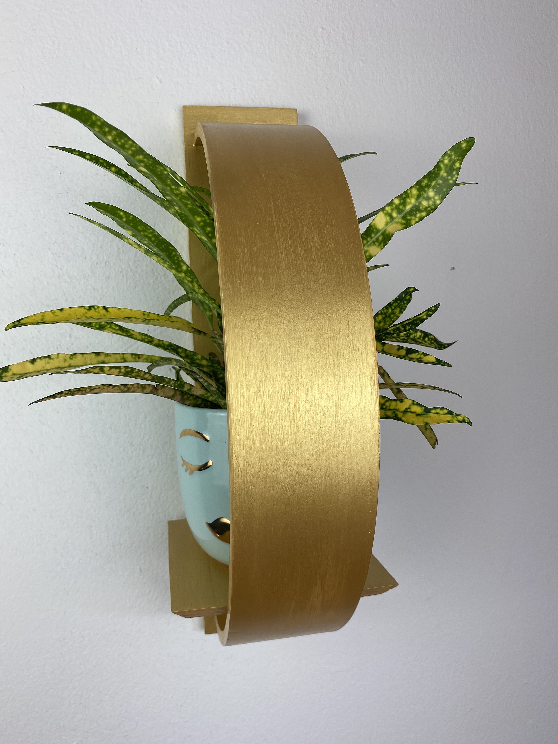 Gold Metallic Wall Plant Shelf Plant Hanger Reclaimed Wood Etsy UK