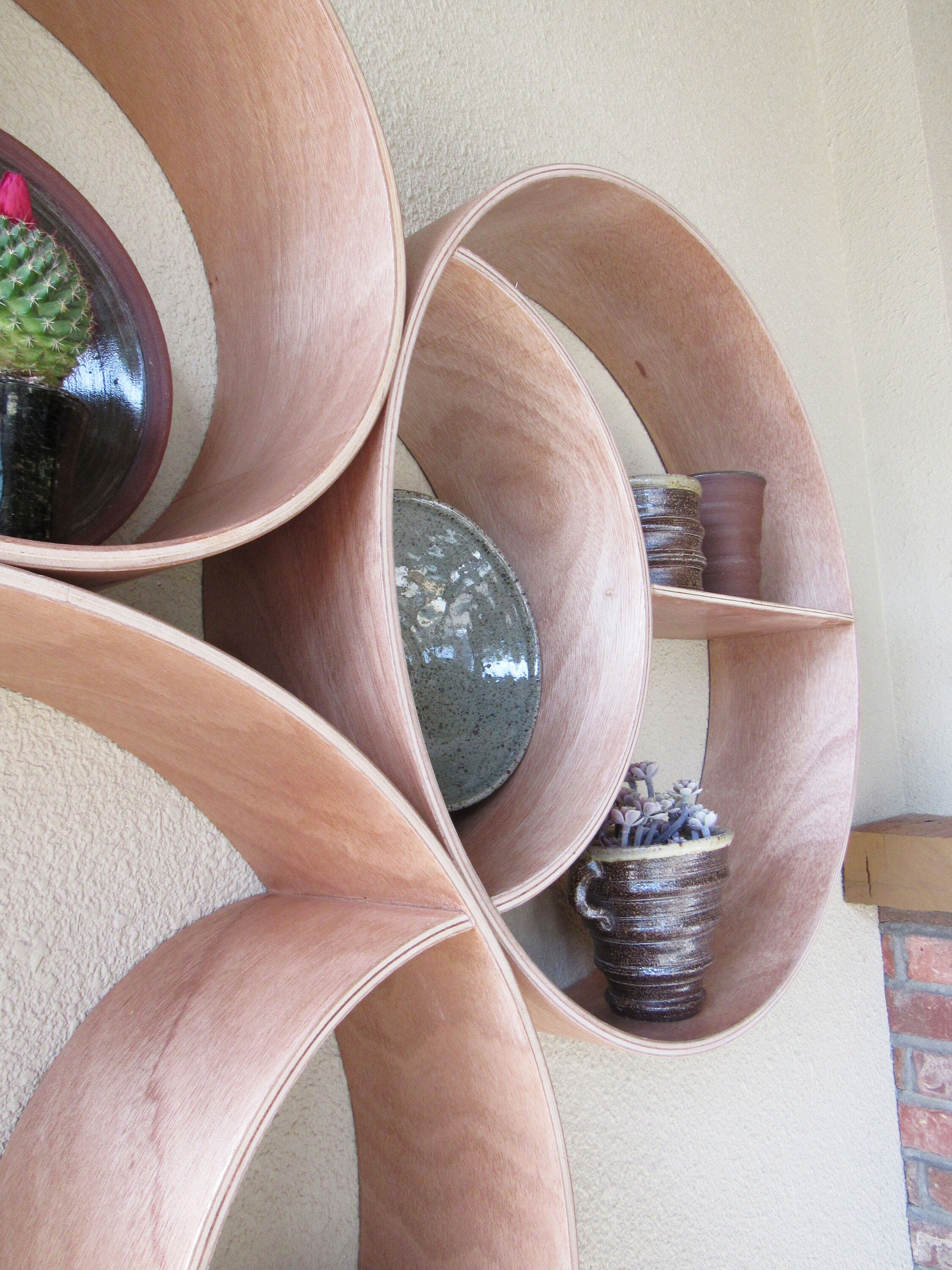 Upscale Large Round Wood Wall Shelvesdesigner 3 Piece Wall Etsy