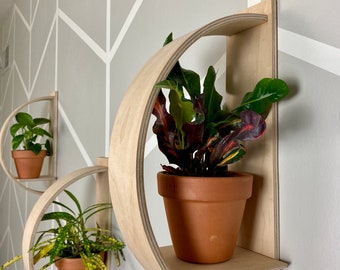 Wooden Wall Plant Shelf|Reclaimed Wood Shelf| Plant Hanger Wall| KHLORIS II