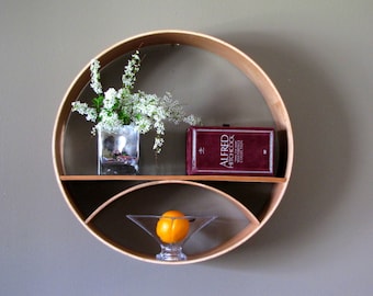 Round Floating Shelf: Mahogany or Maple Wall Decor