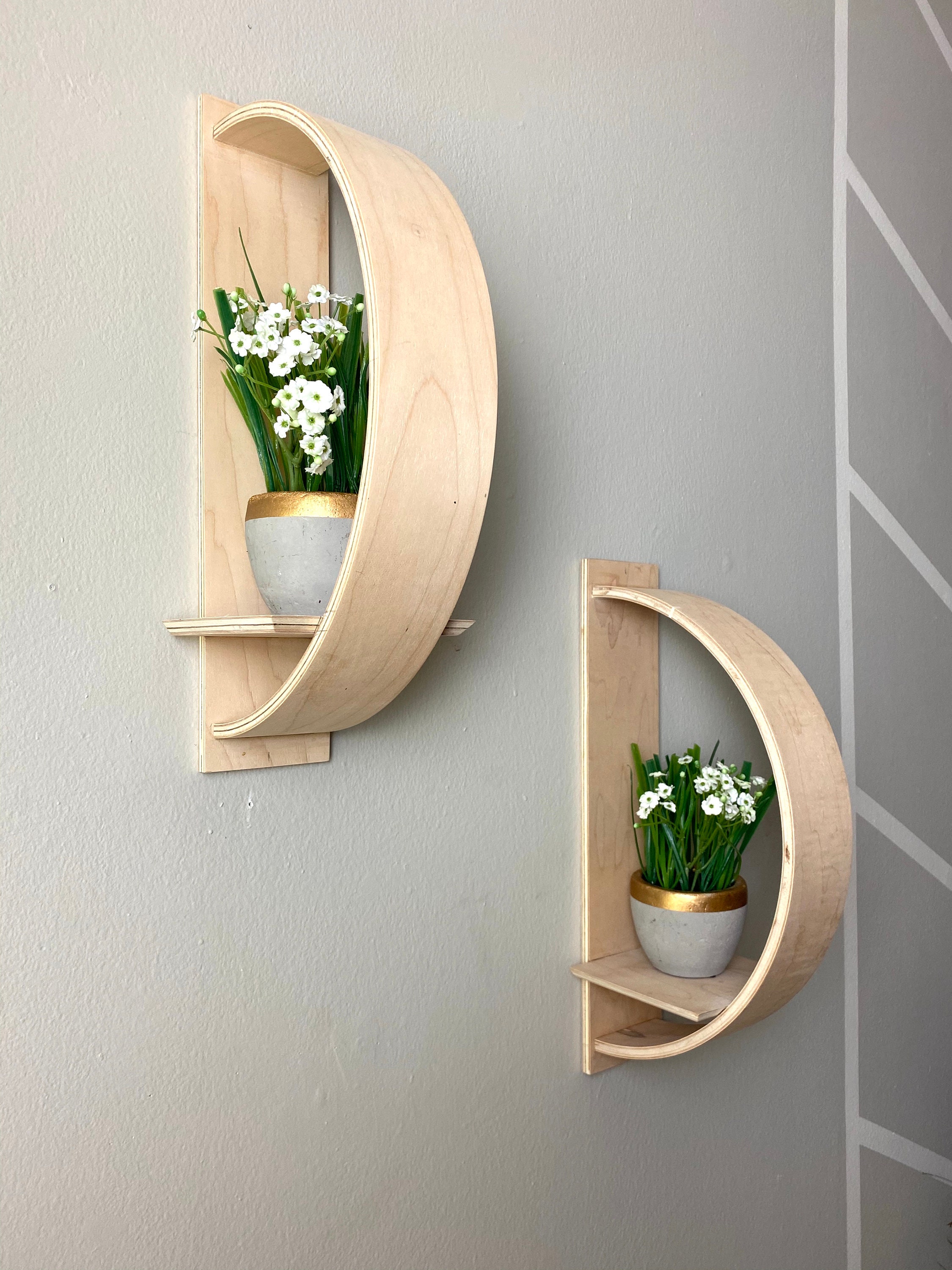 étagère murale pour plantes en bois|étagère ronde circulaire succulente|cadeau unique|bois recyclé|| khloris ii