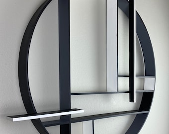 Mondrian inspirierte Wandbehang: Geometrische Kunst Schwarz, Grau & Weiß