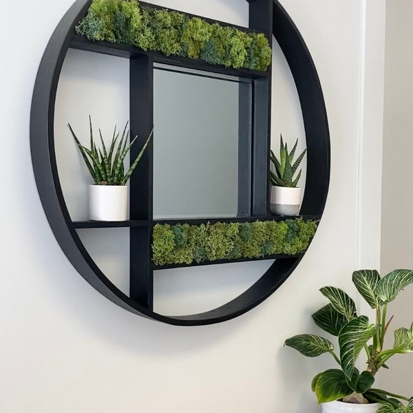 Large Round Wall Decor with Mirror and Moss| Unique Mirror with Live Moss| Home Decor Ideas with Mirror with Moss|| RAINFOREST MIRROR