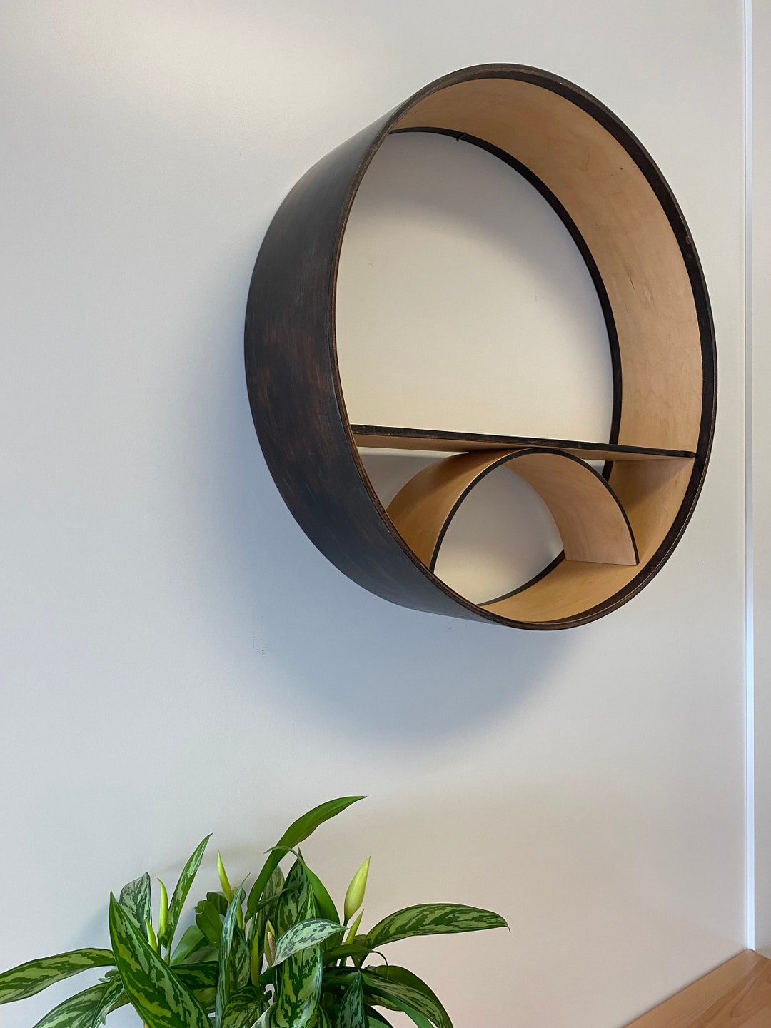 Round Floating Wall Decor Round Floating Shelf| Wooden Wall Shelf| Dark Espresso Maple ...