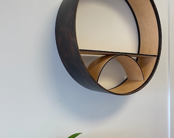 Wanddekor rundes schwebendes Regal | Wandregal aus Holz | Regal Ahorn dunkel ||TOKYO TRUSS 52 cm