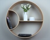 Designer Wooden Shelf Round Wall Floating Shelf Interior Decor Modern Display Reclaimed Wood Hand Crafted 22in HALF MOON
