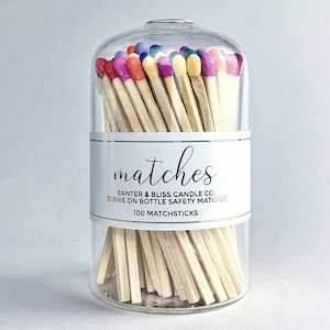 Modern Matchstick Bottle with Striker. 100 Long Safety Matches