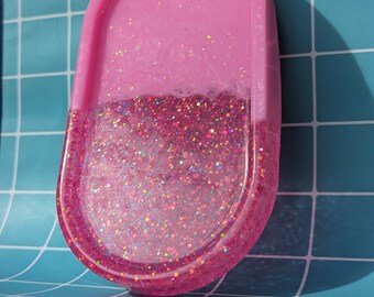 Pink Sparkle Glitter Trinket Tray