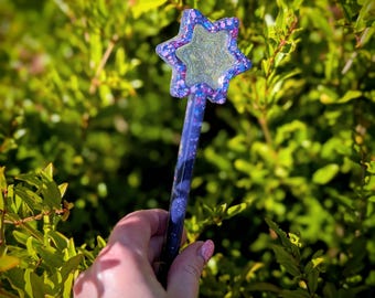 Varita de princesa hada de resina azul