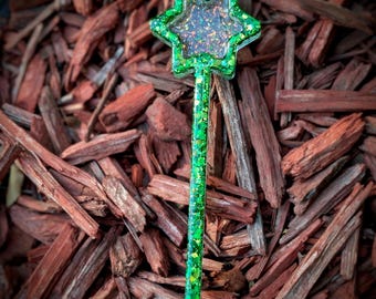 Varita de princesa hada de resina verde