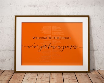 Welcome to The Jungle Guns n Roses Lyrics Music Wall Print Home Decor