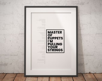 Metallica Master Of Puppets Lyrics Metallica music Wall Print Home Decor