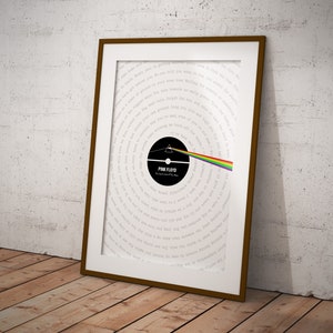 Pink Floyd The Dark Side of The Moon Album Lyrics Wall Poster Home Decor