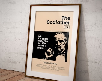 Godfather Vintage Movie Poster, Al Pacino, Marlon Brando Instant Download
